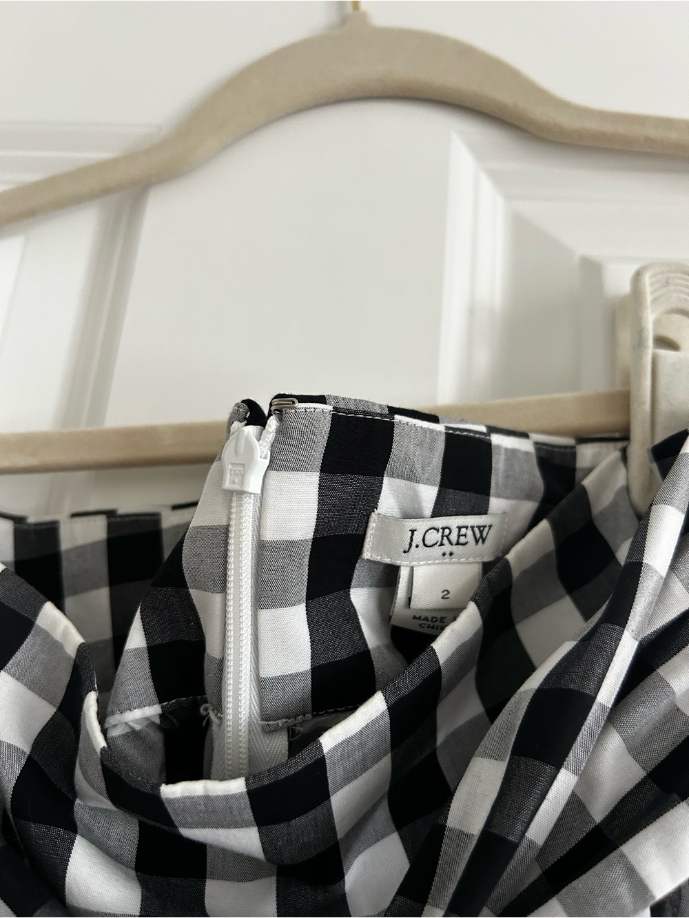 J. Crew Black & White Gingham Tiered Midi Skirt with Self Tie - Picture 3 of 3